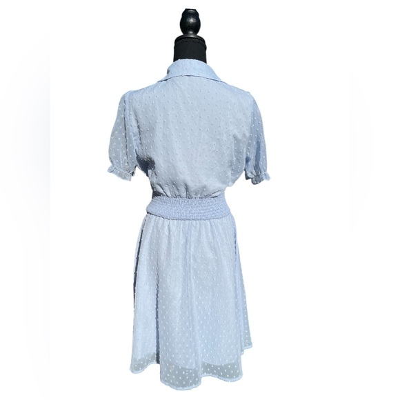 women’s baby blue maxi dress w front butons elastic waist sze M by Pretty Garden - Picture 3 of 5